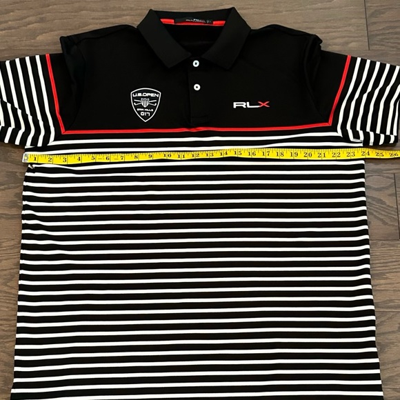 RLX Ralph Lauren Men’s US Open Erin Hills Black Striped Performance Golf Polo-L - Picture 9 of 10